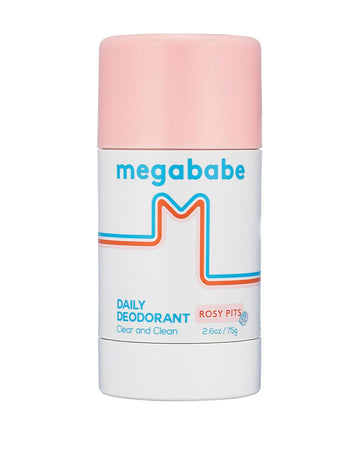 Megababe Daily Deodorant - Rosy Pits | 72 Hour Odor Protection | Aluminum-Free, Clear & Clean | 2.6 Oz