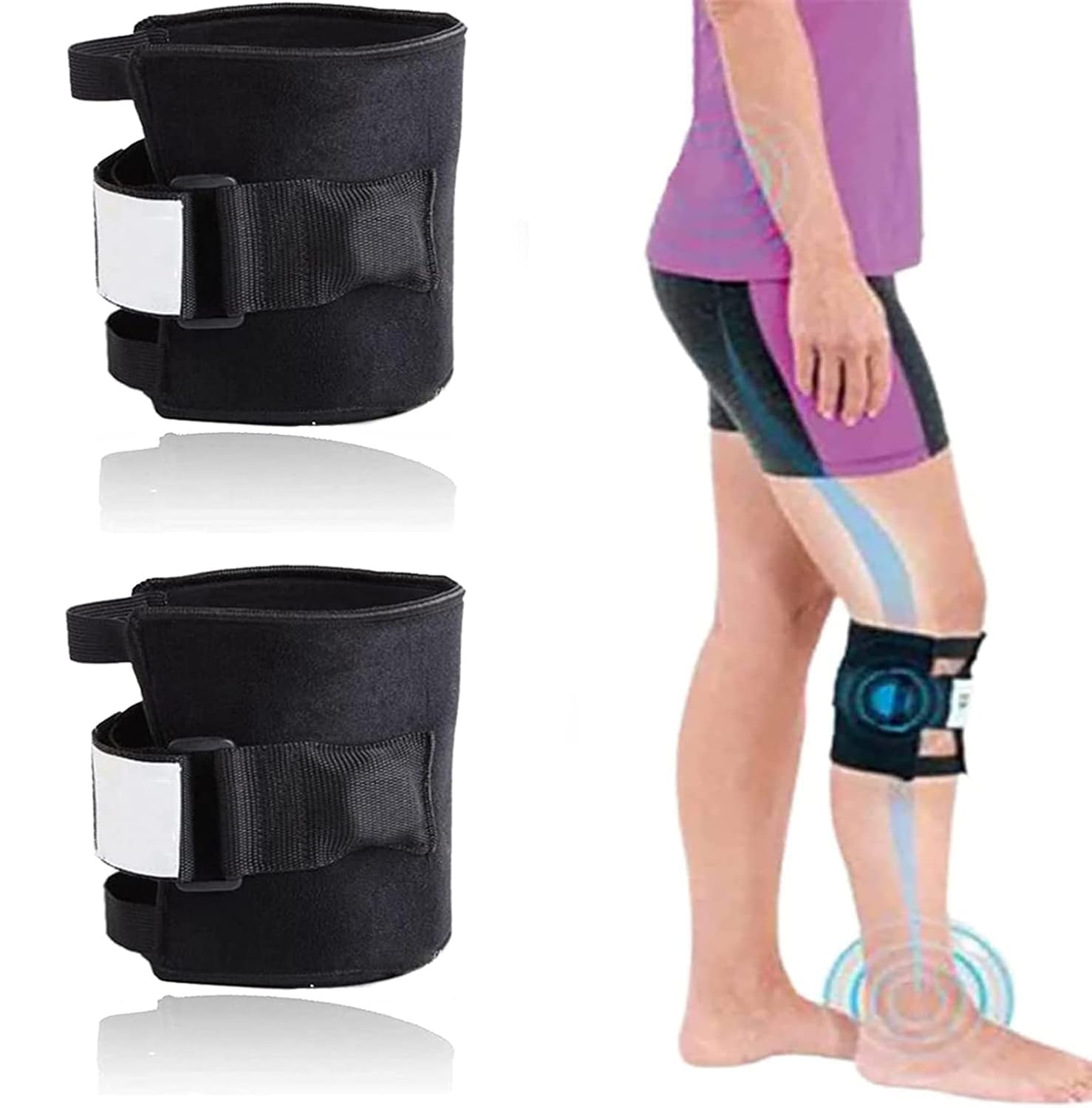 Pressure Point Brace Relieve Acupressure Leg Sciatica, Magnetic Therapy Self Heating Knee Support Wraps Pain Relief, Sciatic Nerve Brace For Knee Pain, Fit For Men & Women(2pcs)