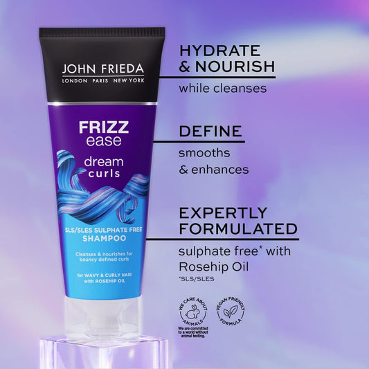 John Frieda Frizz Ease Dream Curls Shampoo, Conditioner And Styling Spray Bundle For Curly, Wavy Hair