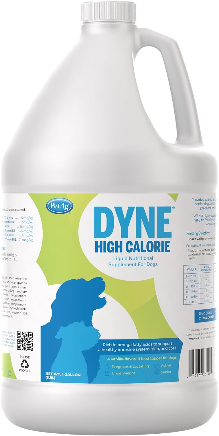 Pet-Ag Dyne High Calorie Liquid Nutritional Supplement For Dogs & Puppies 8 Weeks And Older - 1 Gallon - Supports Performance And Endurance - Sweet Vanilla Flavor