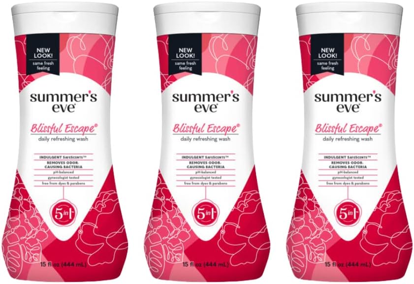 Summer's Eve Blissful Escape Daily Refreshing Feminine Wash, Removes Odor, pH balanced, 15 fl oz. (Pack of 3)