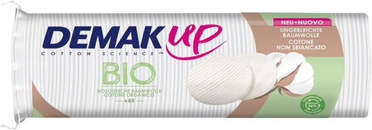 Demak'Up Organic Cotton Pads For Removing Make-Up – Face And Eyes – 100% Natural Organic And Unbleached Cotton Fibres – Gots Certified – 85 Cotton