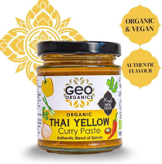 Geo Organics Thai Red Curry Paste 180G (Pack Of 1) Serves 4 | Organic & Vegan-Friendly Red Thai Curry Paste | Authentic Restaurant Recipe Base | Certified By Soil Association Thai Curry Paste