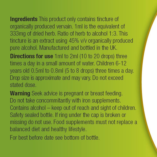 Organic Herbal Remedies 100Ml Vervain Tincture