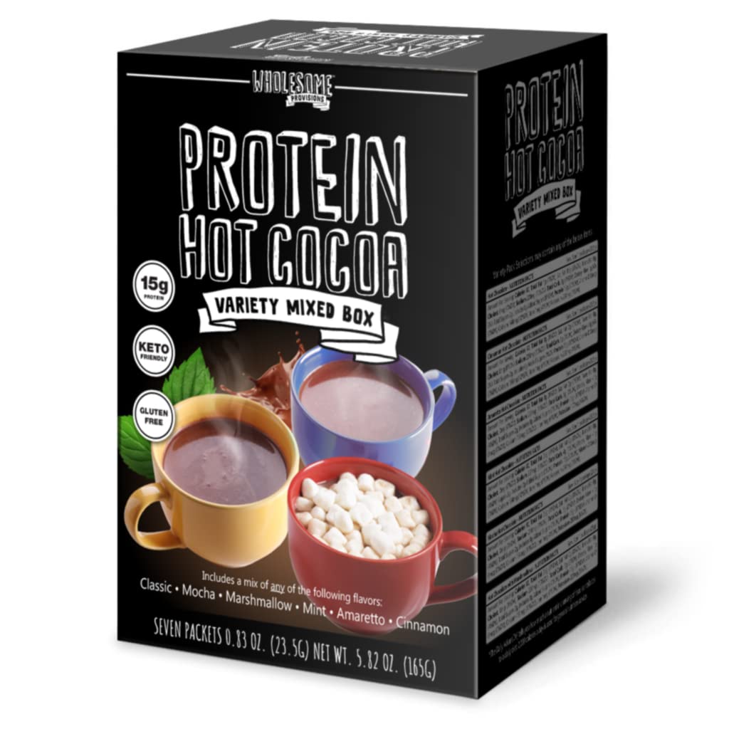 Protein Hot Chocolate, 15G Protein, Variety Pack, Keto Hot Chocolate Mix, Low Carb Hot Cocoa, Includes Up To 4 Different Flavors, Instant Hot Coco (1 Box)