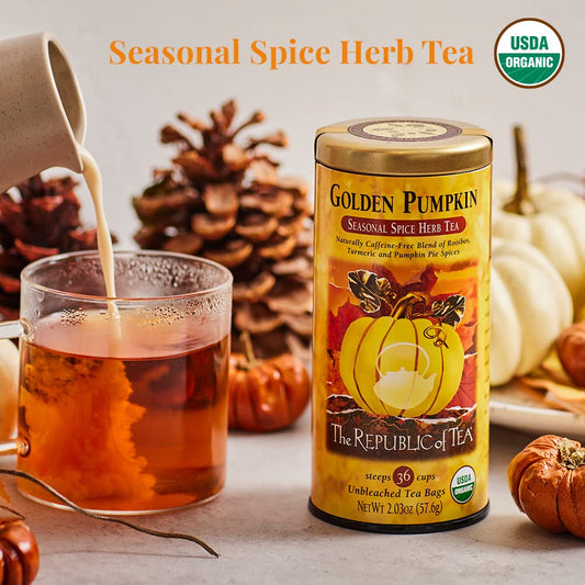 The Republic Of Tea – Organic Golden Pumpkin, Seasonal Spice Herb Tea, 250 Tea Bags, Caffeine-Free