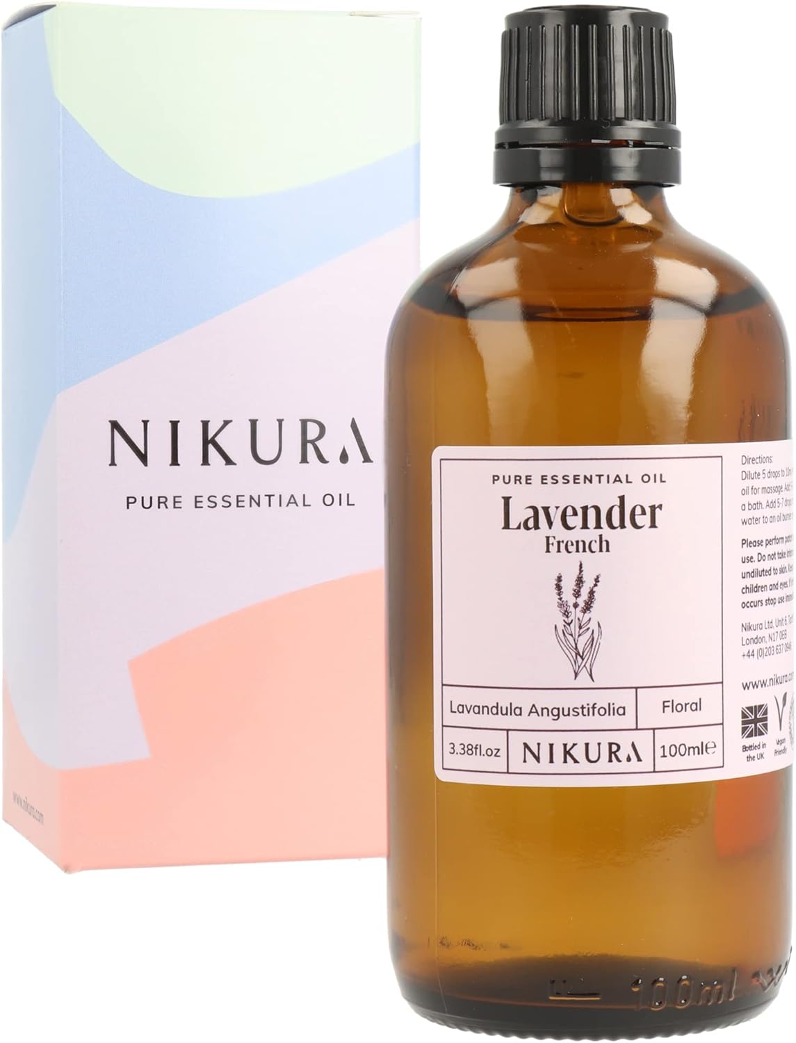 Nikura French Lavender Essential Oil - 100Ml | Lavender Oil For Sleep, Aromatherapy, Diffusers For Home, Candle-Making, Bath, Anxiety, Massage, Hair, Skin | 100% Pure Natural Oils | Vegan & Uk Made
