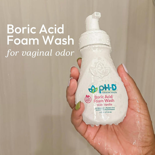 pH-D Feminine Health - Boric Acid Foam Wash - pH-Balanced, Paraben-Free, and Plant-based (Rose Vanilla, 6 Fl Oz (Pack of 2))