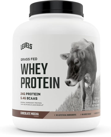 Levels Grass Fed 100% Whey Protein, No Hormones, Chocolate Mocha, 5LB