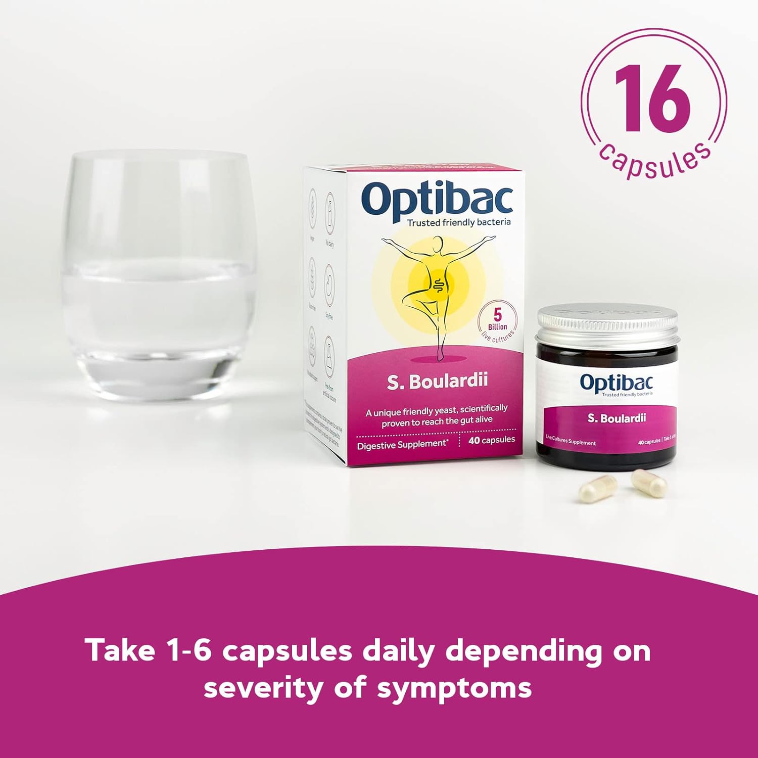 Optibac Probiotics Saccharomyces Boulardii - 16 Capsules : Health & Household