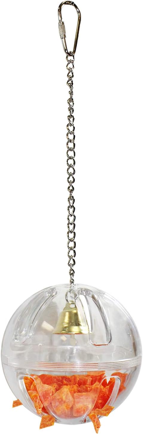 Forage Globe With Bell - Fun & Durable Treat Foraging Toy - For Sugar Gliders, Degus, Parrots, Birds Marmosets, Squirrels Hamsters, Rats, Chinchillas, Guinea Pigs, Gerbils, Mice & Other Small Pets