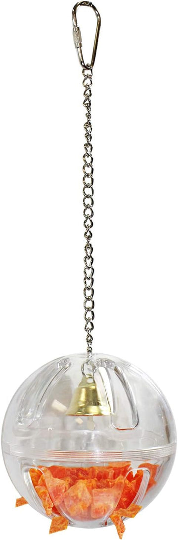 Forage Globe With Bell - Fun & Durable Treat Foraging Toy - For Sugar Gliders, Degus, Parrots, Birds Marmosets, Squirrels Hamsters, Rats, Chinchillas, Guinea Pigs, Gerbils, Mice & Other Small Pets