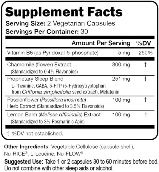 Suzy Cohen Sleep Script With Melatonin - Botanical Sleep And Relaxation Formula For Adults For Mood, Stress And Sleep, Contains 5-Htp, L-Theanine, Passionflower, Lemon Balm And Gaba 60 Capsules