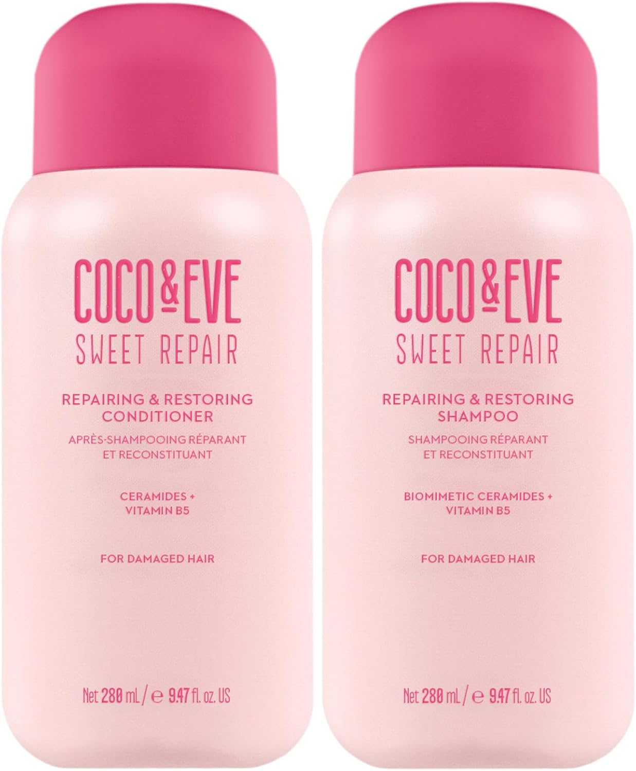 Coco & Eve Repair & Restore Shampoo & Conditioner Bundle. Hydrating & Strengthening Set For Damaged, Color Treated Hair. Deeply Nourish, Reduce Split Ends & Breakage For Healthy Hair. (560 Ml)
