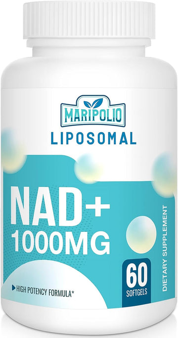 Liposomal Nad+ Supplement 1000 Mg | Highest Nad Pontecy | Max Absorption | Pure Nad Supplement | Energy And Dna Repair, Aging Defense, Brain Function | 60 Softgels