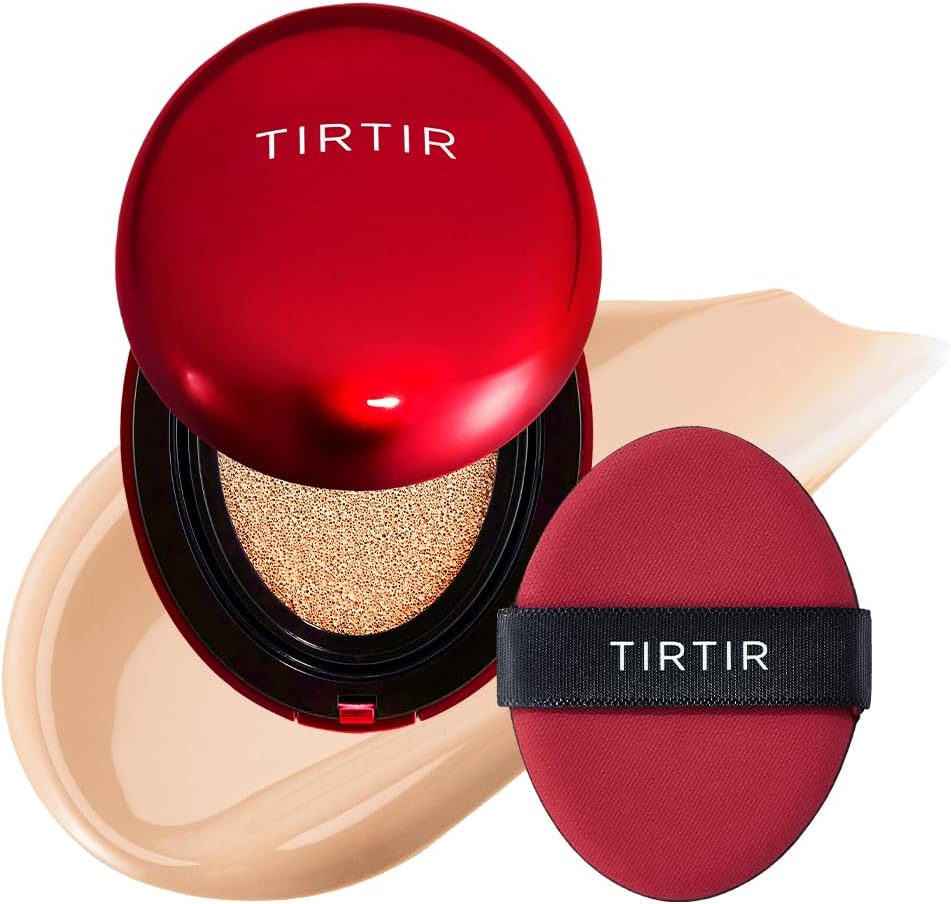Tirtir Mask Fit Red Cushion Foundation | Full Coverage, Weightless, Skin Fit, Satin Glow Finish, Korean Makeup, Beauty, Tattoo Cover Up, Buildable (#24N Latte, 0.63 Fl Oz)