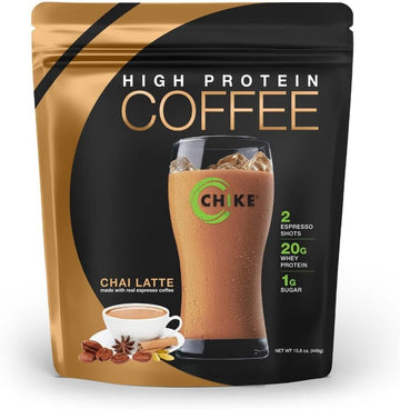Chike Chai Latte High Protein Iced Coffee, 20 G Protein, 2 Shots Espresso, 1 G Sugar, Keto Friendly And Gluten Free, 14 Servings (16 Ounce)