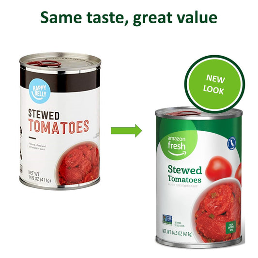 Amazon Fresh, Stewed Canned Tomatoes, 14.5 Oz (Previously Happy Belly, Packaging May Vary)