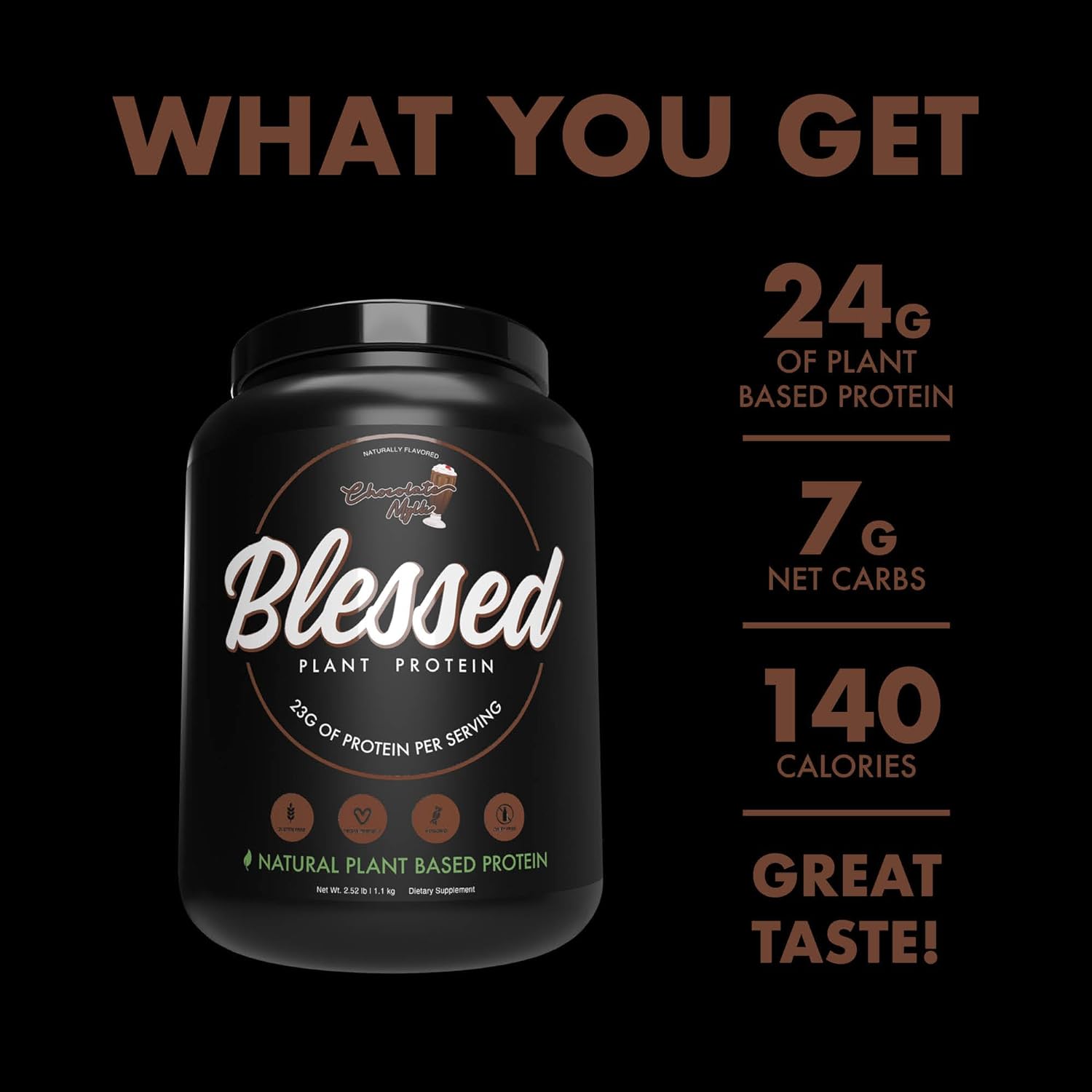BLESSED Vegan Protein Powder - Plant Based Protein Powder Meal Replace
