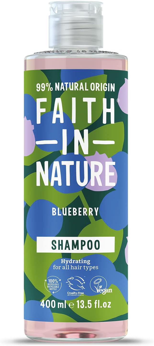 Faith In Nature Natural Blueberry Shampoo, Hydrating, Vegan & Cruelty Free, No Sls Or Parabens, For All Hair Types, 400Ml