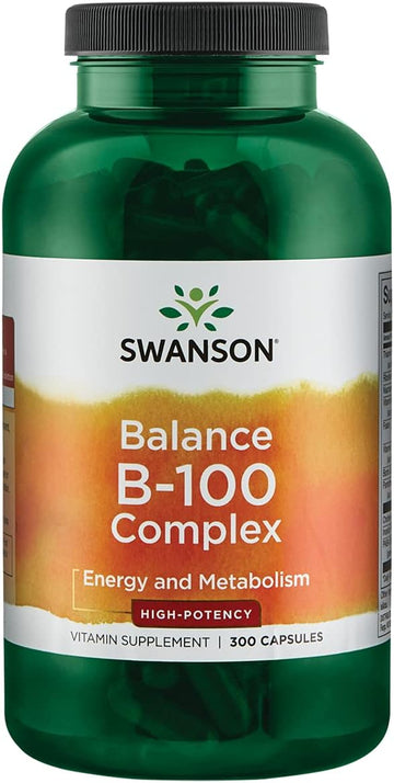 Swanson B-100 B-Complex Vitamins Energy Cardio Stress Metabolism Support 300 Capsules