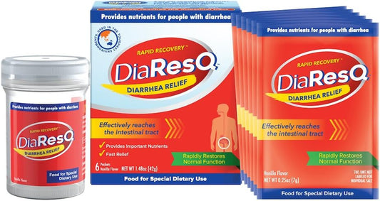 Diaresq Diarrhea & Immune Support Colostrum Drink Mix For Adults, 6 Ct, Rapid Recovery, Helps Restore Normal Intestinal Function, Vanilla Flavor