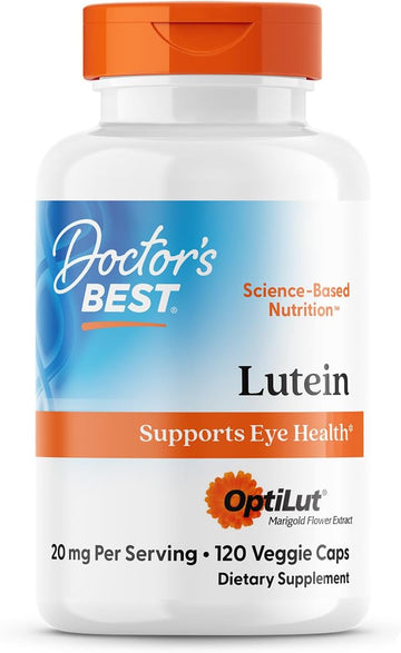 Doctors Best Lutein With Optilut, Supports Eye Health, Non-Gmo, Gluten Free, Soy Free, Vegan 120 Veggie Caps