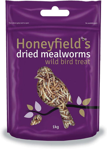 Honeyfields Mealworms Wild Bird Food - 1kg bag, Ideal For Ground Feeders & Bird Tables To Attract Beautiful Garden & Wild Birds :Garden