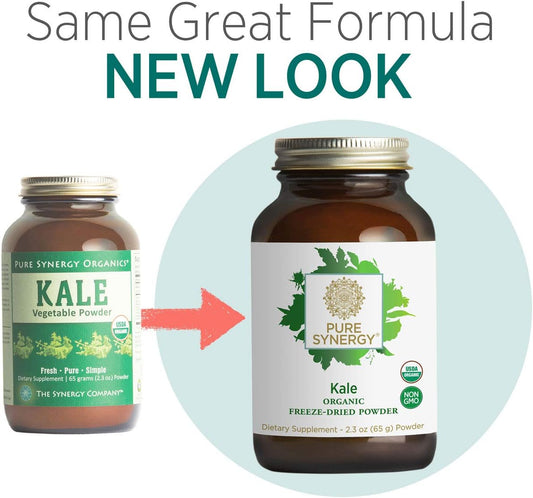 Pure Synergy Kale | 2.3 oz Powder | USDA Organic | Non-GMO | Vegan | Freeze-Dried | USA and EU-Grown
