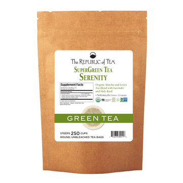 The Republic Of Tea Serenity Supergreen Tea, 250 Tea Bags, Matcha And Tulsi Tea Blend