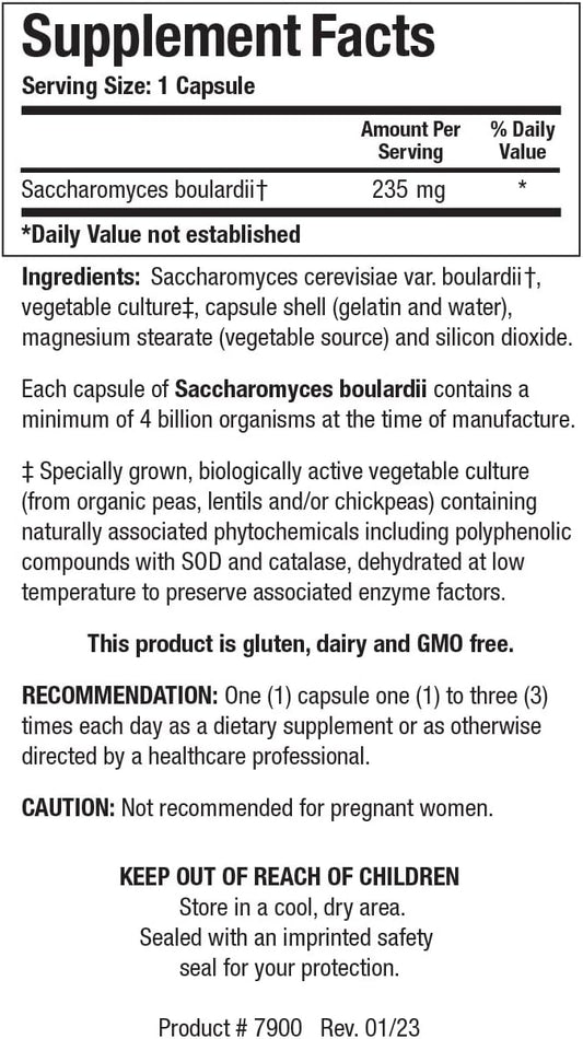 Biotics Saccharomyces Boulardii Probiotic Supplement. Benefits Microbial Balance. Dairy-Free, Temperature-Stable, Supports Gi Health, Supports Healthy Immune And Pathway Responses, 60 Caps