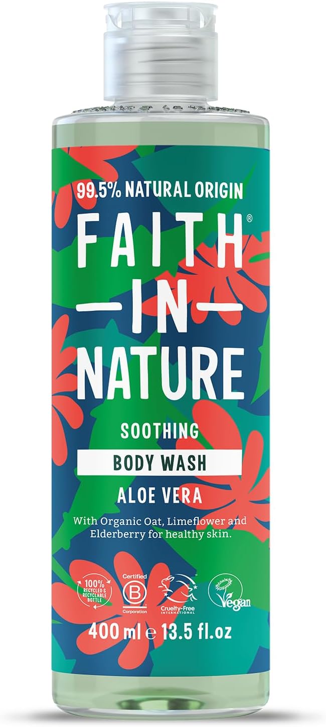 Faith In Nature Natural Aloe Vera Body Wash, Soothing Shower Gel, Vegan And Cruelty Free, No Sls Or Parabens, 400 Ml