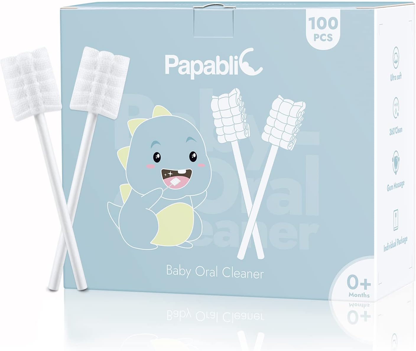 Papablic 100-Pack Baby Tongue Cleaner, Baby Toothbrush, Upgrade Gum Cleaner with Paper Handle for Babies and Infants Ages 0-2 Years