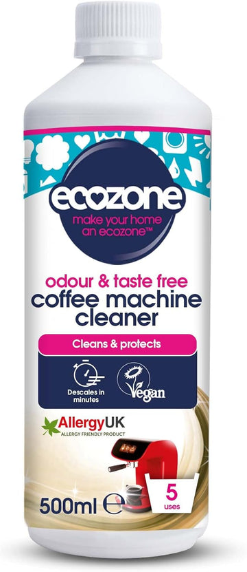 Ecozone Coffee Machine Cleaner And Descaler 500 Ml - 5 Applications Per Bottle (Pack Of 2)