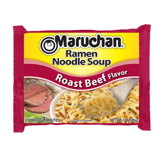 Maruchan Ramen Roast Beef, Instant Ramen Noodles, Ready to Eat Meals, 3 Oz, 24 Count