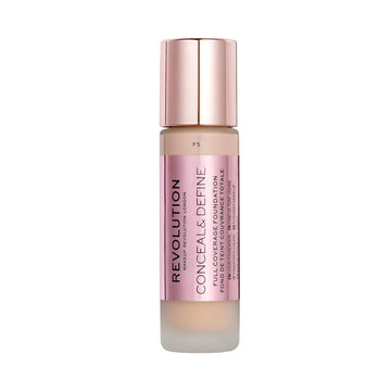 Makeup Revolution Conceal And Define Foundation, Full Coverage & Matte Finish, F5 For Light Skin Tones, Vegan & Cruelty-Free, 0.7 Fl Oz