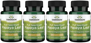 Swanson Full Spectrum Papaya Leaf - Herbal Supplement Promoting Digestive Health '&' Gi Tract Support - Natural Formula Overall Wellness - (60 Capsules, 400Mg Each) 4 Pack