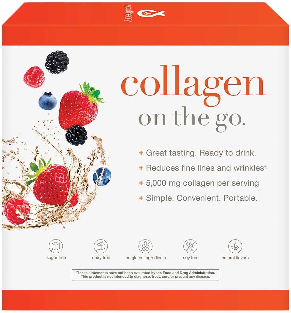 Youtheory Collagen Liq, Revitalizes Skin, Hair and Nails, Berry avor, 30 Packets