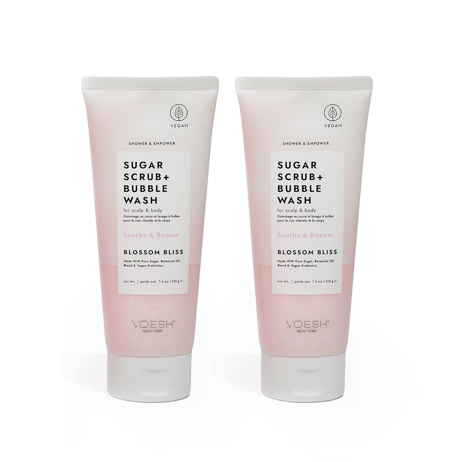 Voesh Sugar Scrub + Bubble Wash, Exfoliating Body Scrub & Body Wash, Clean Ocean, Scalp Care, Shower Vegan Body Care