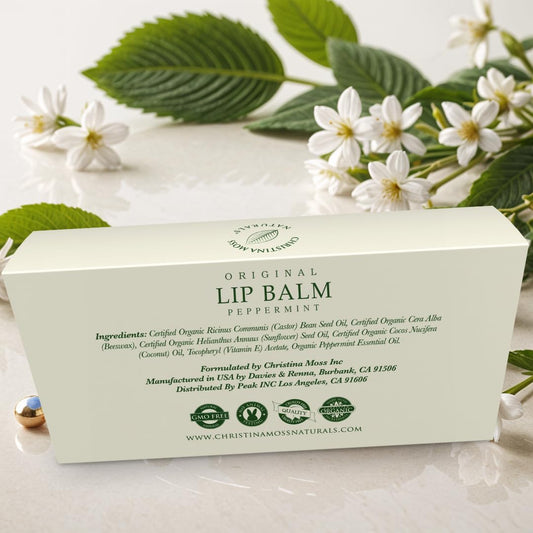 Peppermint Oil Lip Balm Bulk - Dry Cracked Lips - Organic Beeswax Lip Balm - Lip Repair For Severely Chapped Lips - Hydrating Moisturizer Lip Care Products - 6 Pack Set For Kids, Women, Men