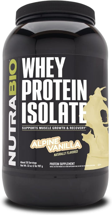 NutraBio Whey Protein Isolate Supplement ? 25g of Protein Per Scoop with Complete Amino Acid Profile - Soy and Gluten Free Protein Powder - Zero Fillers and Non-GMO - Alpine Vanilla - 2 Lbs