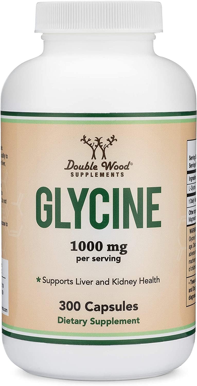 Glycine Supplement - 1,000mg Glycine Powder per Serving (300 Capsules) The Relaxing Amino Acid (Glicina) (Third Party Tested, Gluten Free, Non-GMO) by Double Wood : Health & Household