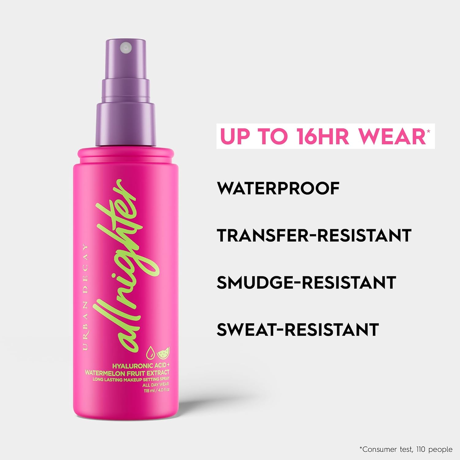Urban Decay All Nighter Hyaluronic Setting Spray, Up to 8-Hour Hydration, Waterproof, Sweat-Resistant, Vegan Formula with Watermelon Extract, 118ml : Amazon.co.uk: Beauty