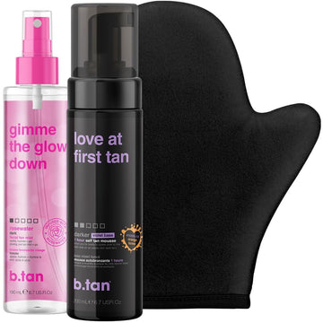 B.Tan Lovers Self Tanner Bundle | Love At First Tan Self Tanning Mousse, Gimme The Glow Down Gradual Self Tan Mist Plus Self Tanning Mitt