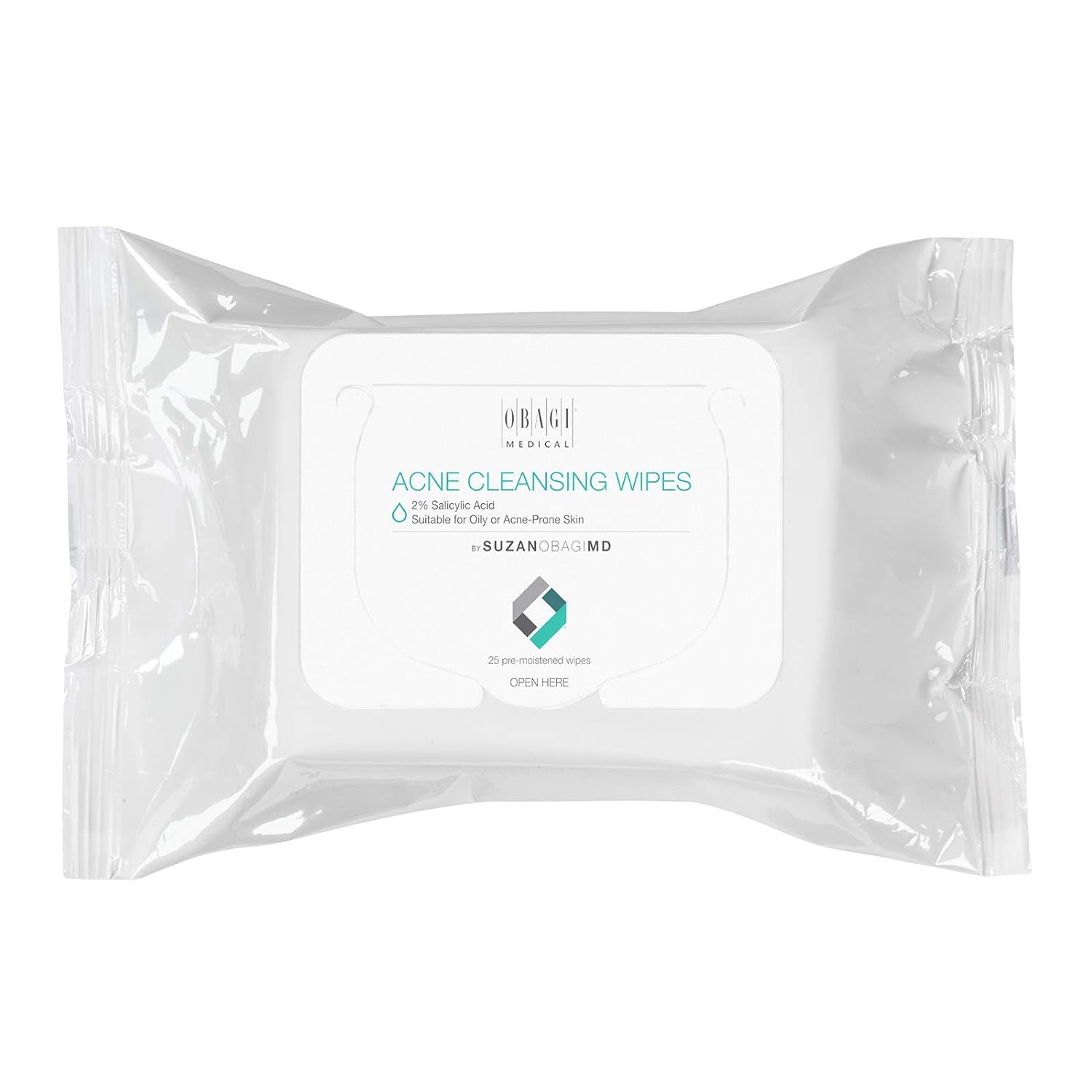 SUZANOBAGIMD On the Go Cleansing Wipes for Oily or Acne Prone Skin, 25 count
