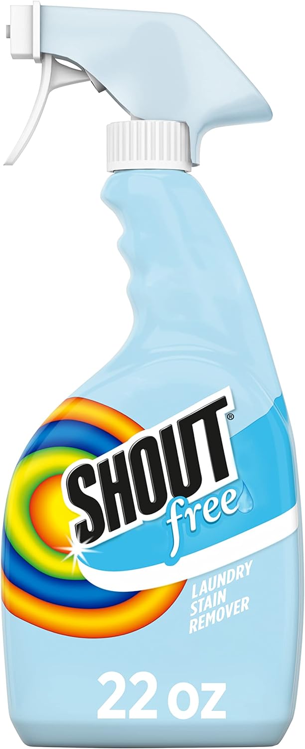 Shout Free Laundry Stain Remover, Active Enzyme Formula is Dye, Fragrance, and Bleach Free, Removes 100+ Types of Stains, including Baby Stains - 22oz Spray