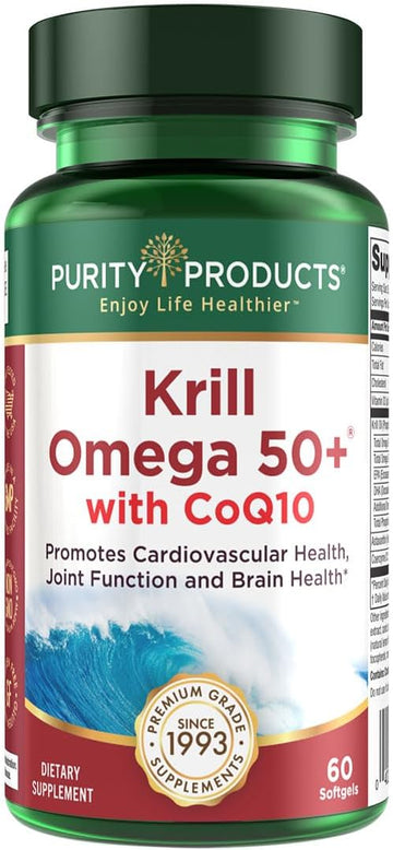 Purity Products - Krill Omega 50+ with CoQ10, 60 Dietary Supplement Softgels