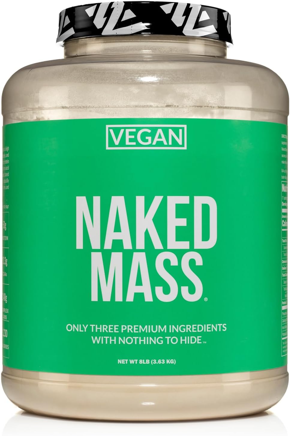 NAKED Nutrition Vegan Mass - Natural Vegan Weight Gainer Protein Powder - 8Lb Bulk, GMO Free, Gluten Free, Soy Free & Dairy Free. No Artificial Ingredients - 1,230 Calories - 11 Servings