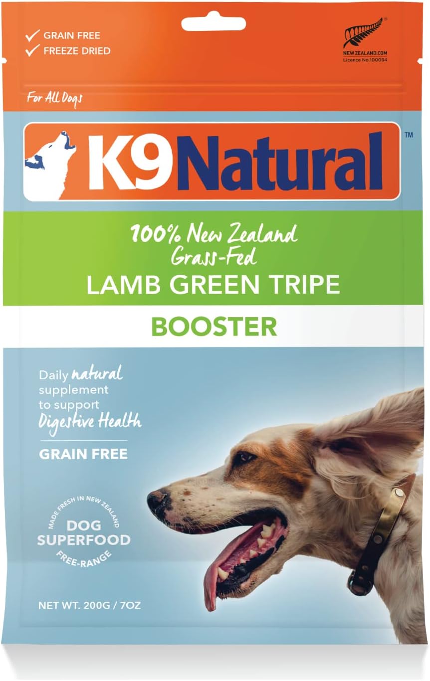 K9 Natural - Grain Free Freeze Dried Dog Food Supplement Booster - Lamb Green Tripe, 7Oz