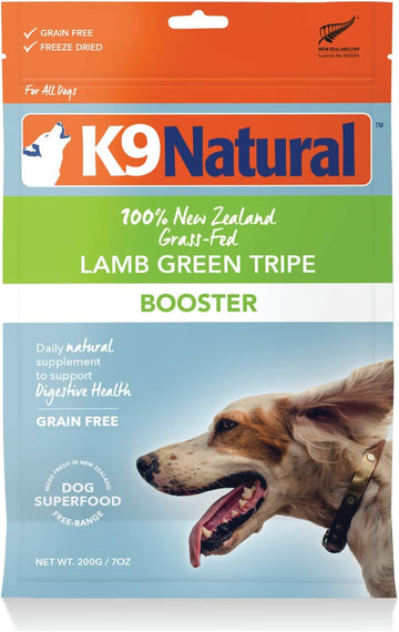 K9 Natural - Grain Free Freeze Dried Dog Food Supplement Booster - Lamb Green Tripe, 7Oz